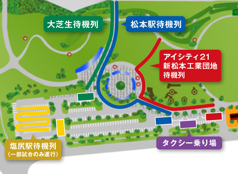 シャトルバス復路待機列 拡大